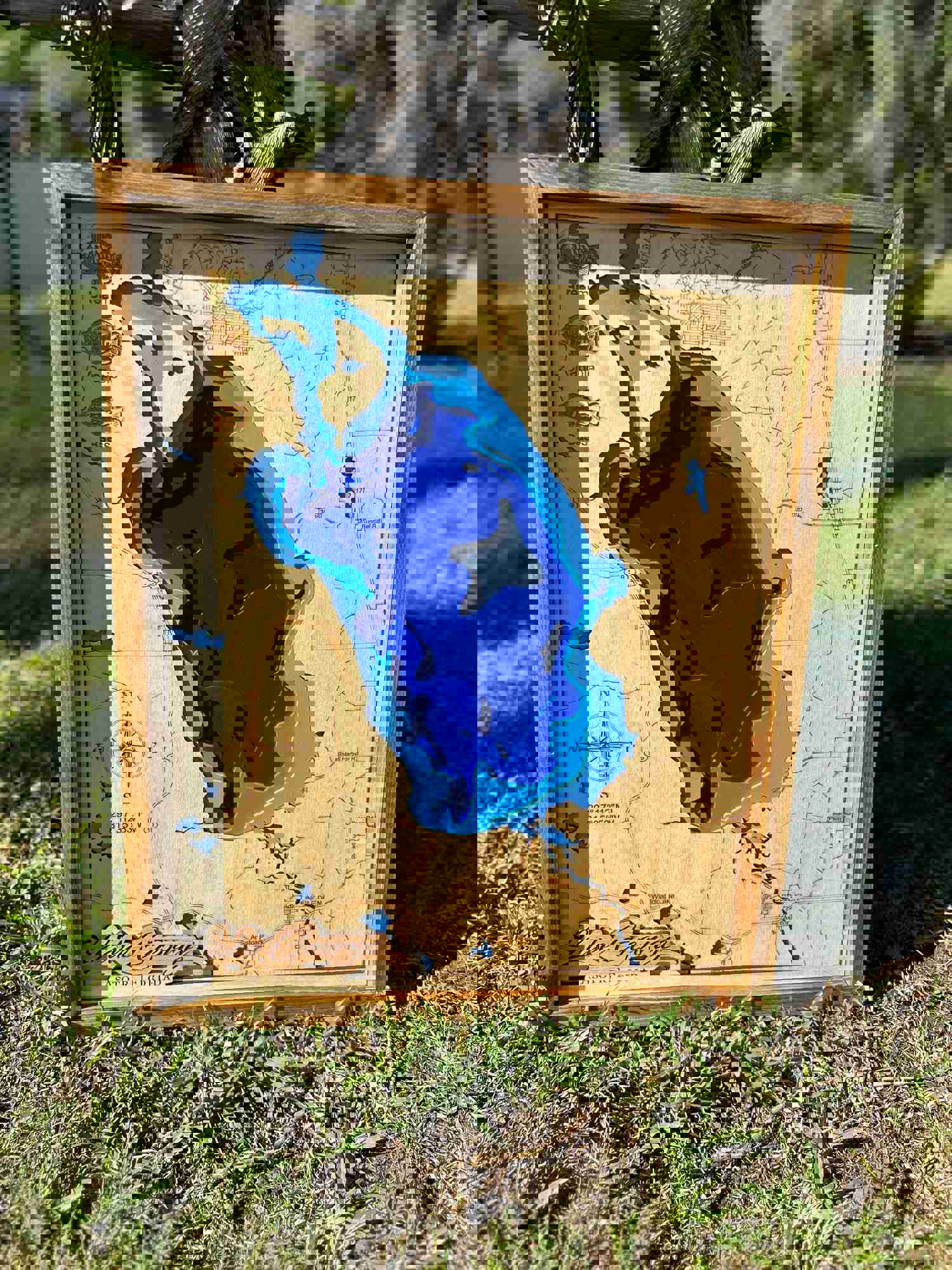 Custom 3D Lake George Wood Map - Handmade & Engraved in Florida