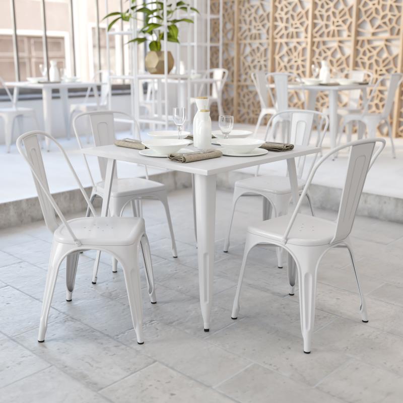 CH-51050-29 Flash Furniture Parker Commercial Grade 35.5 Square White Metal Indoor-outdoor Table