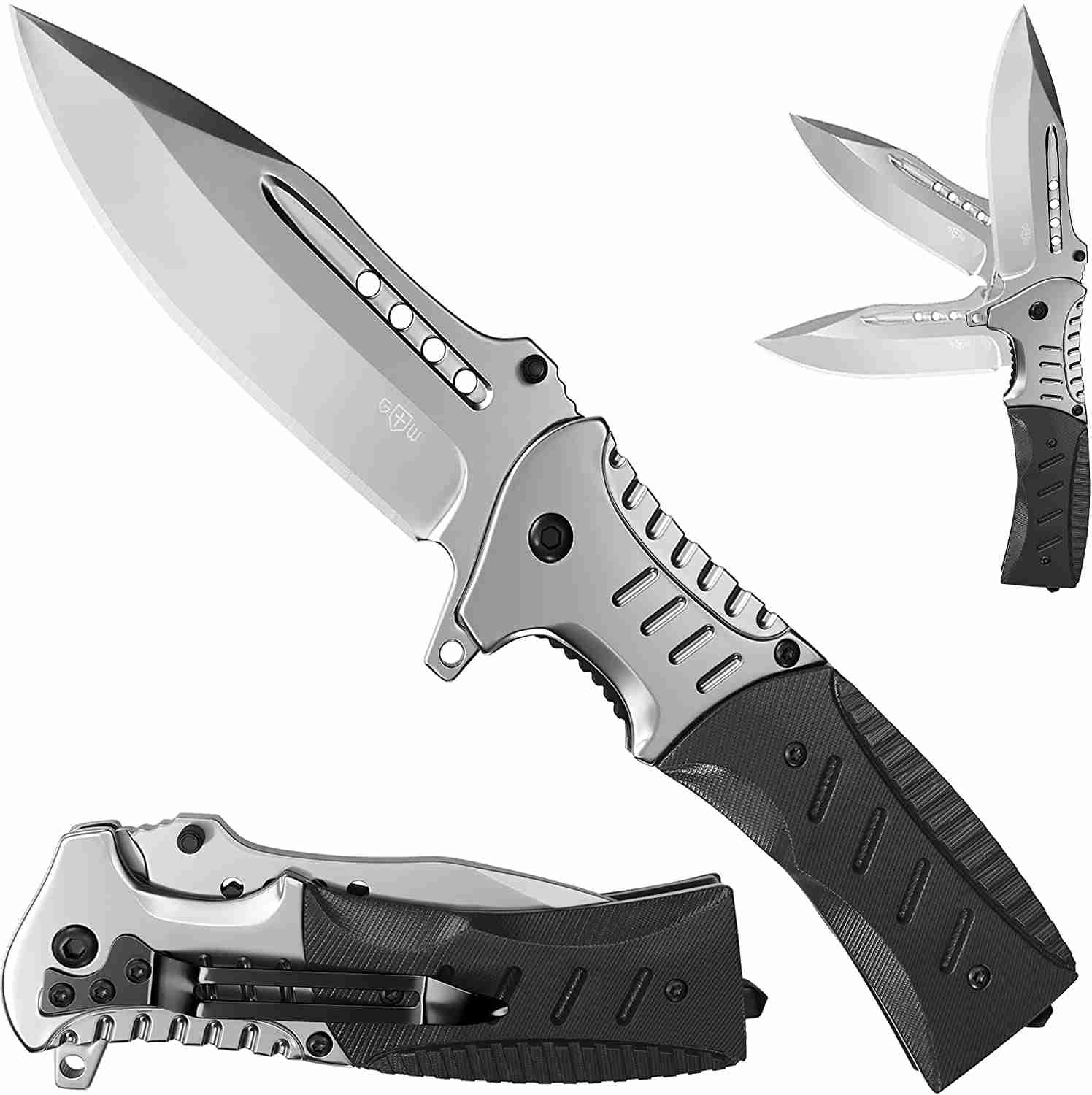 Spring Assisted Tactical Pocket Knife with Glass Breaker - EDC Camping Survival Tool