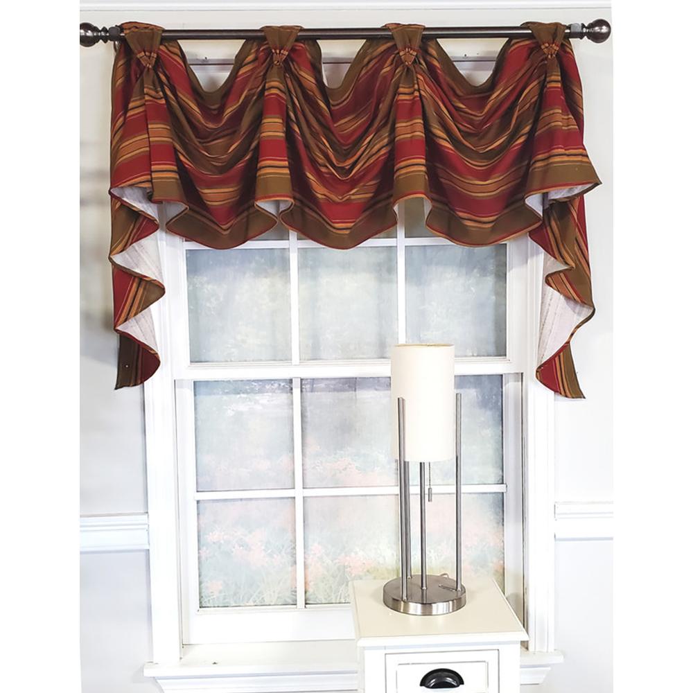 RLF Home Luxurious Modern Design Nigel Stripe Victory Swag 3-Scoop Window Valance 50 x 25