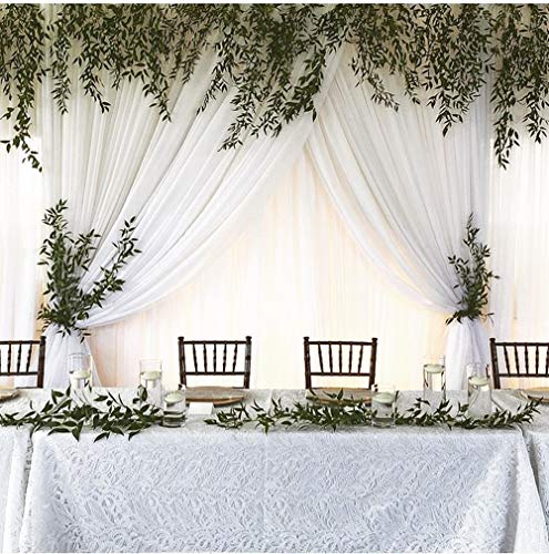 White Backdrop Curtain Drapes 10ft by 8ft Romantic Sheer Chiffon Fabric Background Wedding Backdrop