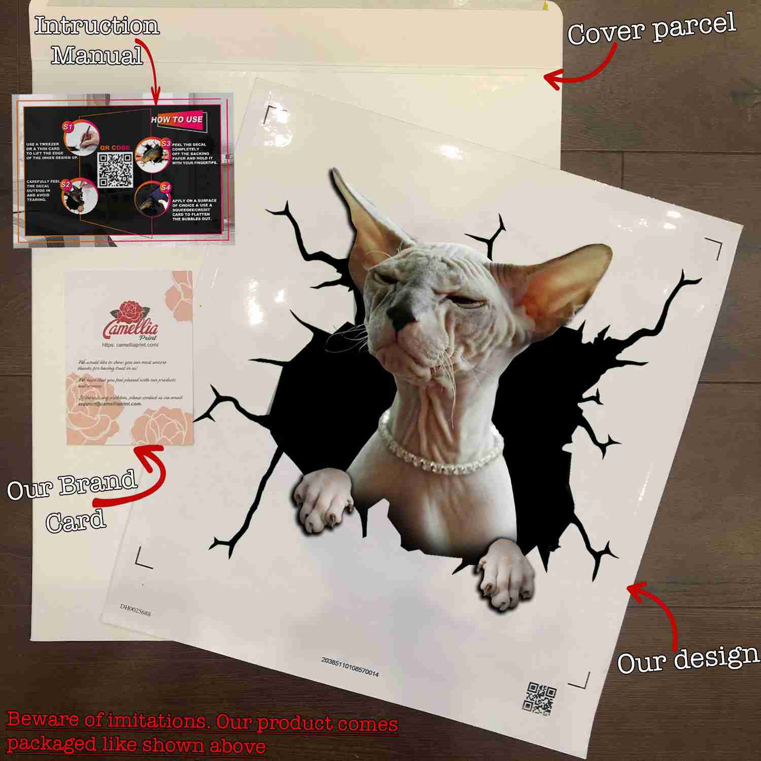 Sphynx Cat Crack Decal For Car - Cute Removable Stickers 10th Anniversary Gift