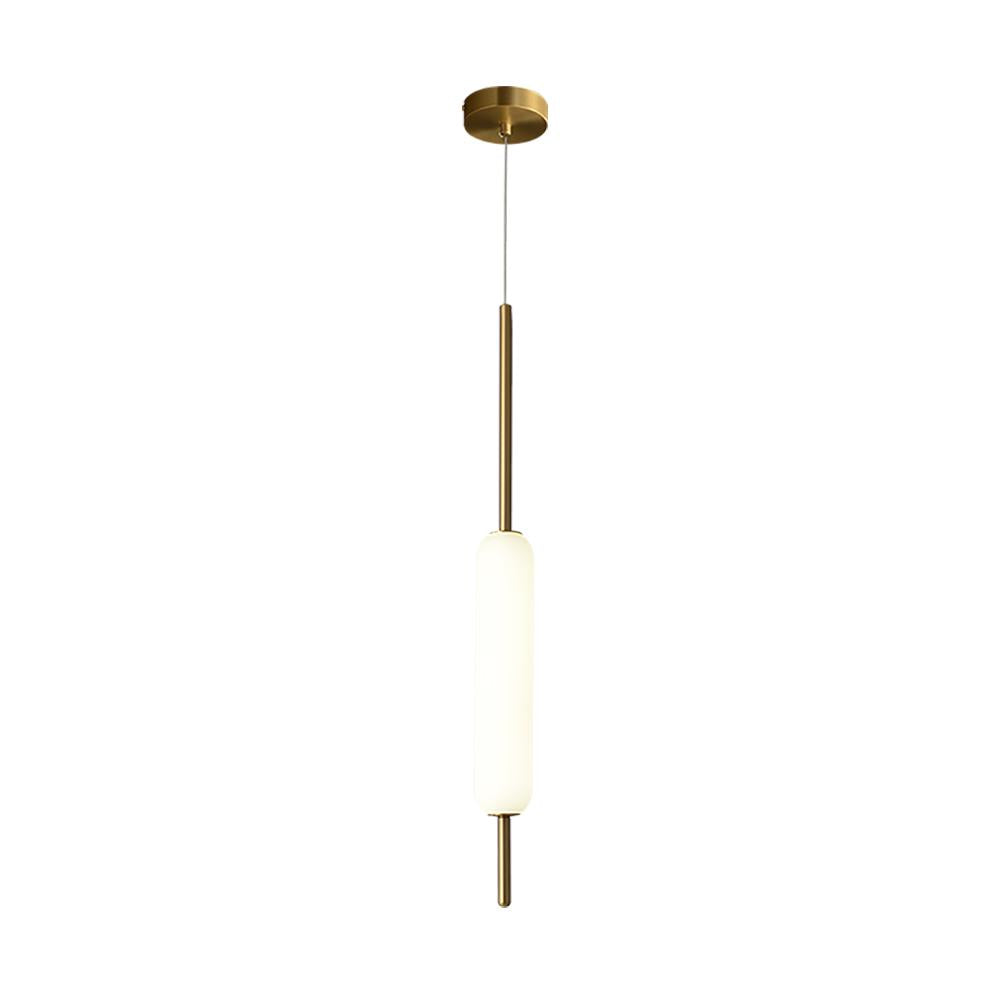 White Pendant Light Fixture LED Single Hanging Light Brass Finish