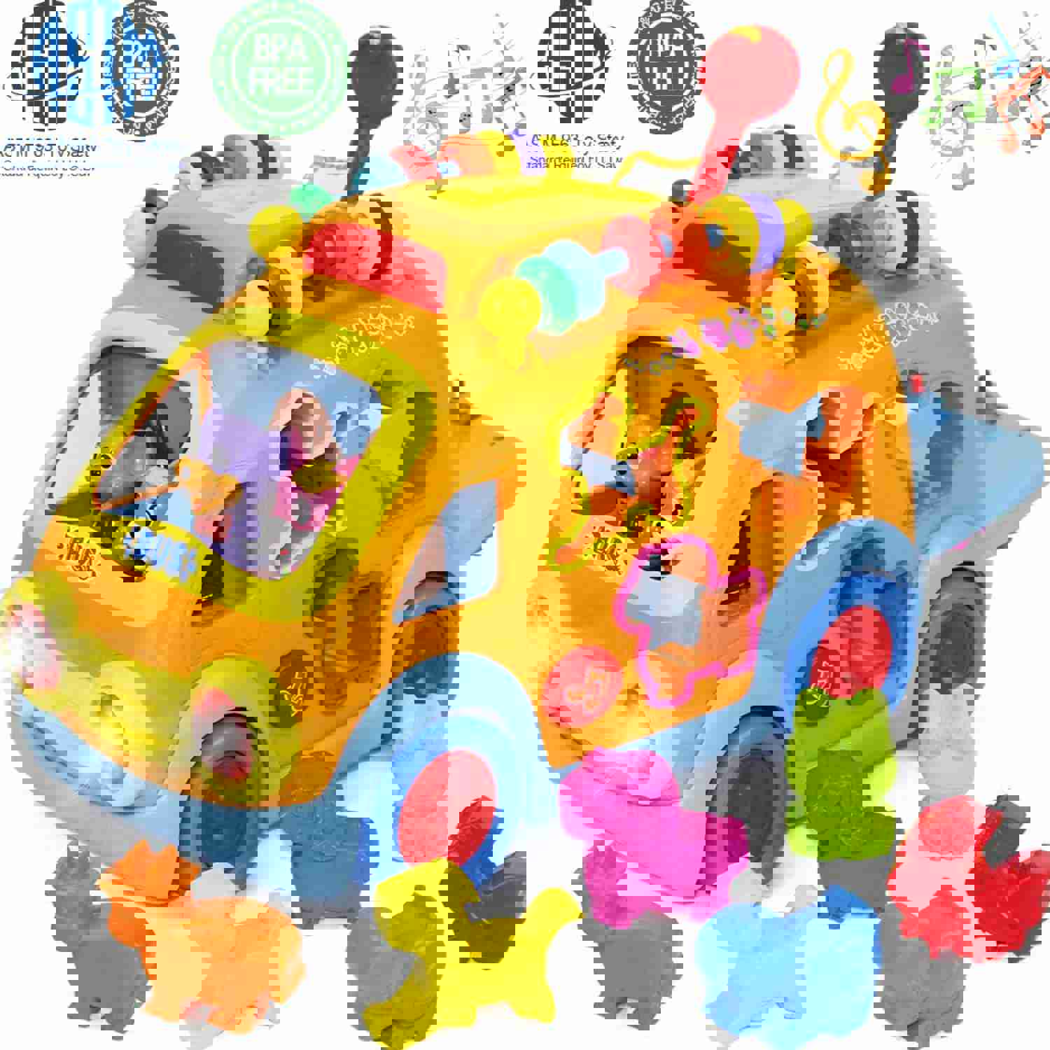 Electronic Musical Bus 3D Animal Matching Car Baby Sensory Toy