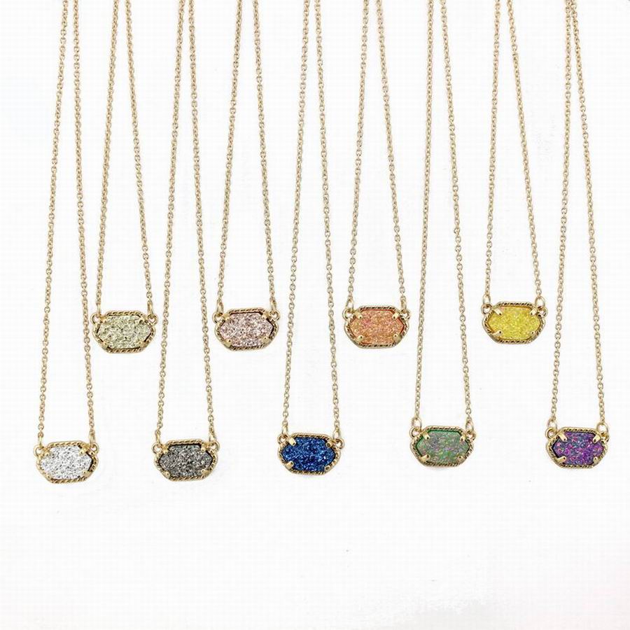 Fashion Oval Druzy Choker Pendant Necklace for Women