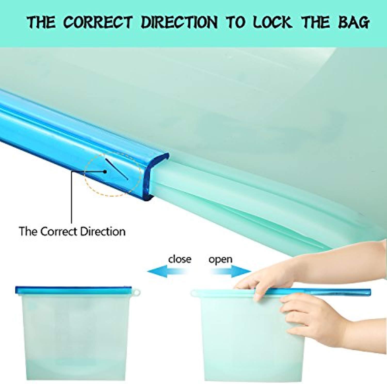 Reusable Silicone Food Storage Bags 4PACK - FDA Approved, Leakproof & Airtight for Fruits, Vegetables, Meat