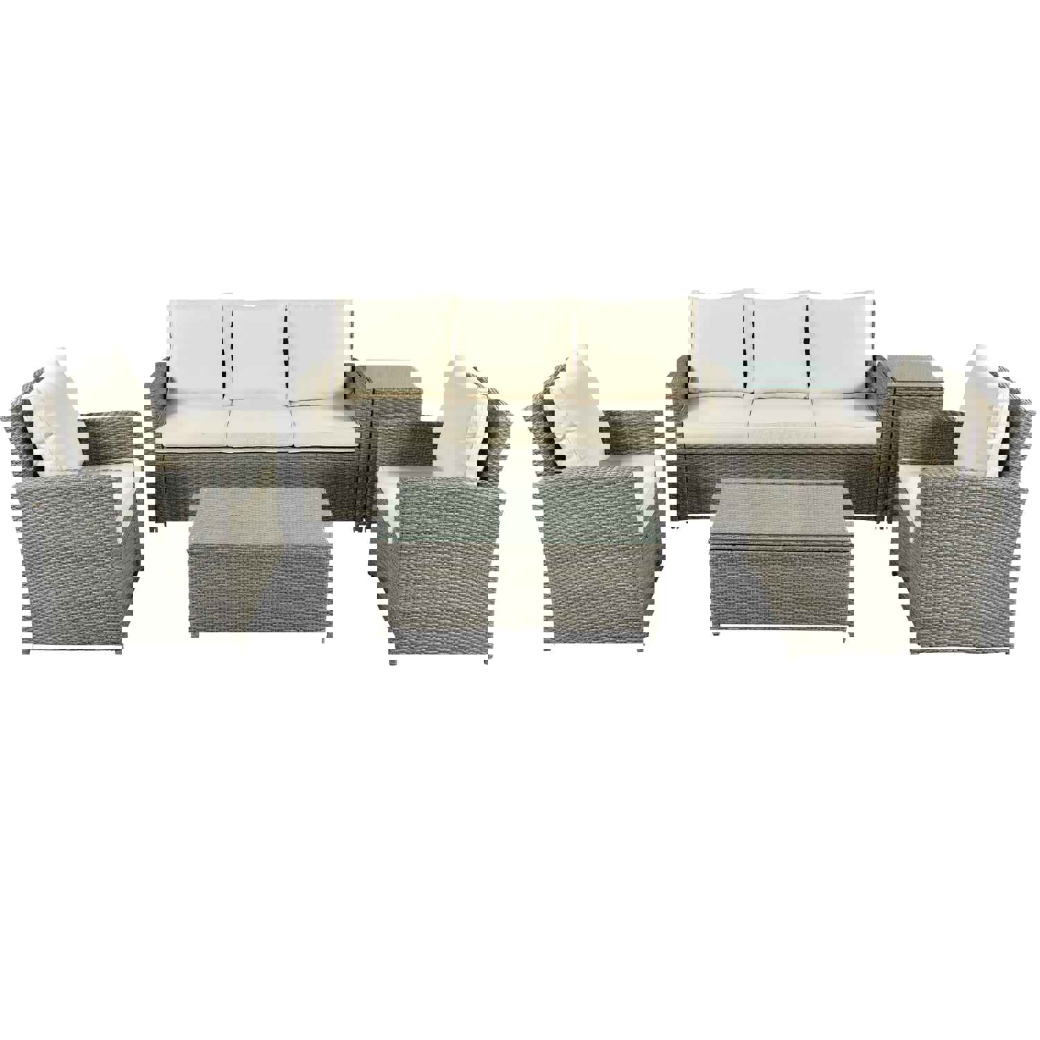U_Style 5 Piece Rattan Sectional Seating Group with Cushions and Table