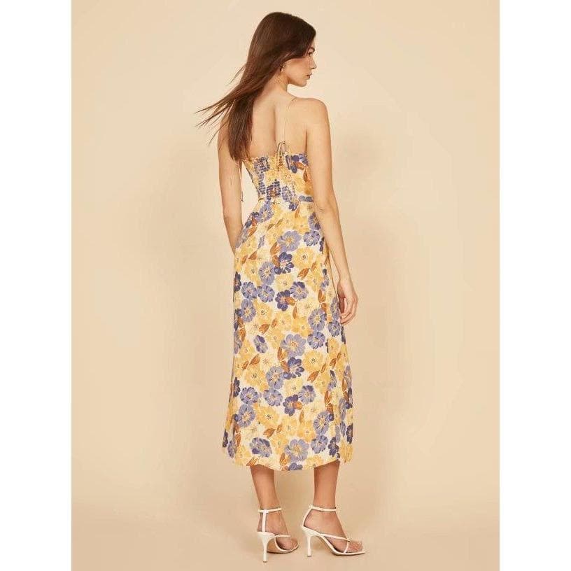 FASHION SLASH MIDI DRESS - Vintage Style Polyester Dress