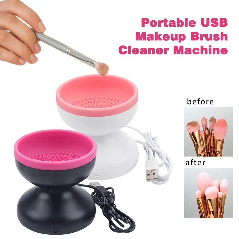 Electric Makeup Brush Cleaner Machine - Portable Automatic USB Cosmetic Brush Cleaner for All Size Brushes