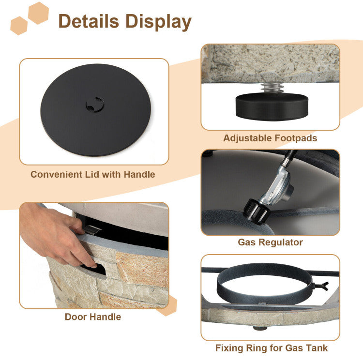 50000 BTU Outdoor 2-in-1 Propane Gas Fire Pit Table with Lava Rock and PVC Cover