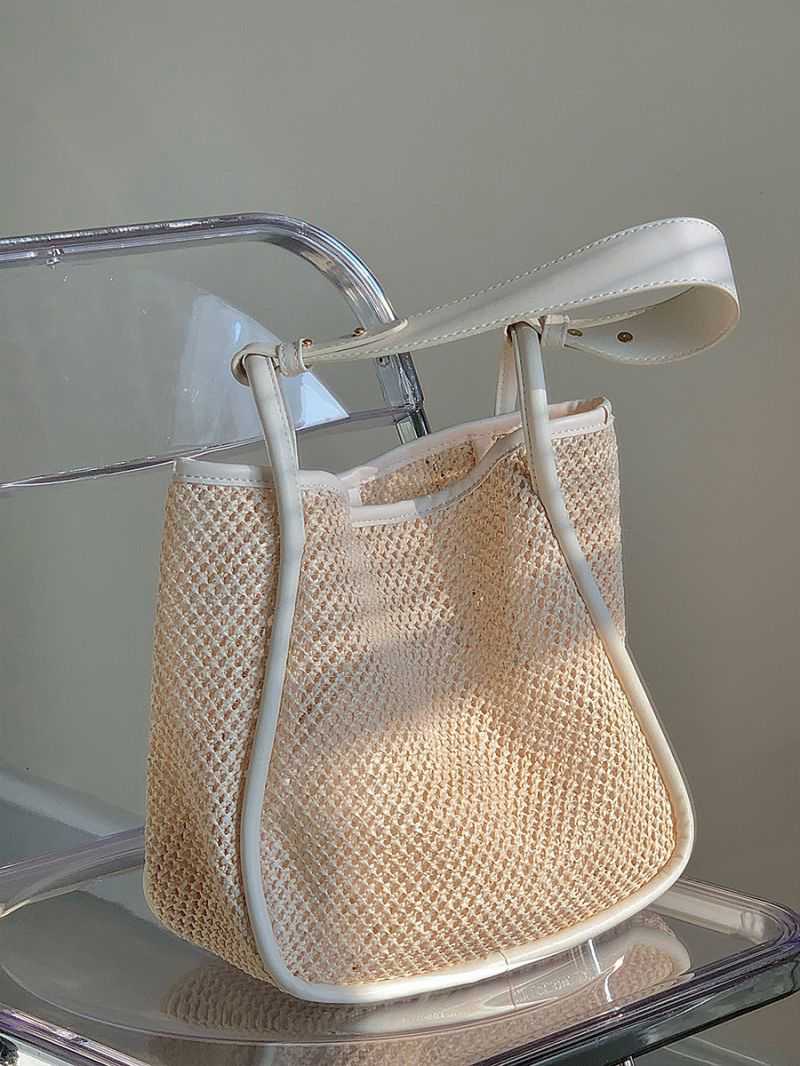 Lkblock 2022 Fashion Hand-held Straw Woven Bag for Women - Large-capacity Tote & Shoulder Bag