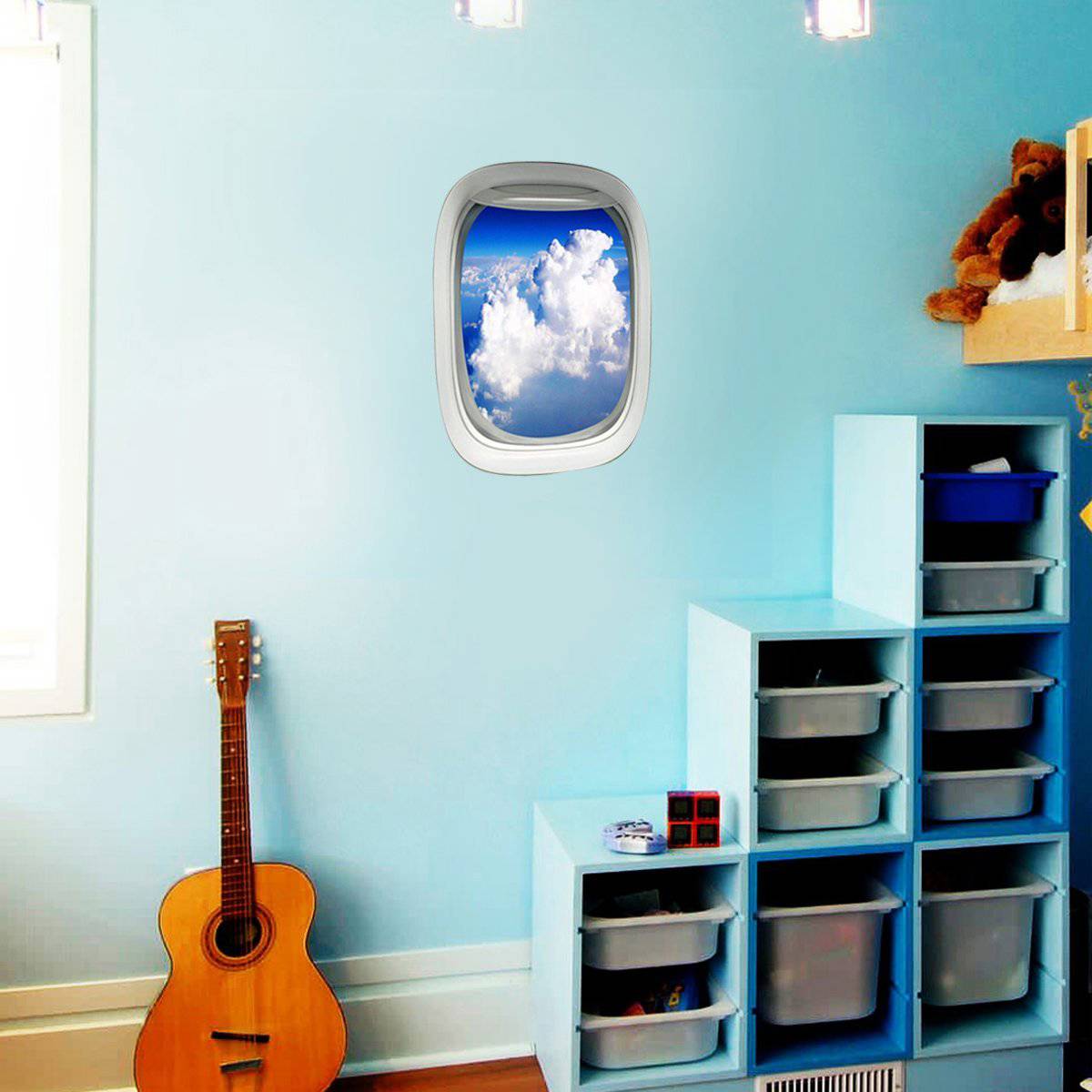 Airplane Window Cloud View Peel and Stick Vinyl Wall Decal - PW26