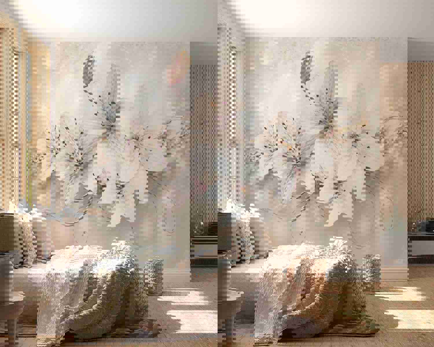 Peel & Stick Floral Wall Mural - Diamond Lilies - Removable Wall Decals