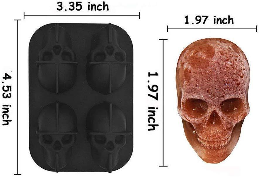2 Pack 3D Silicone Skull Mold for Ice Cubes, Candy, and Chocolate