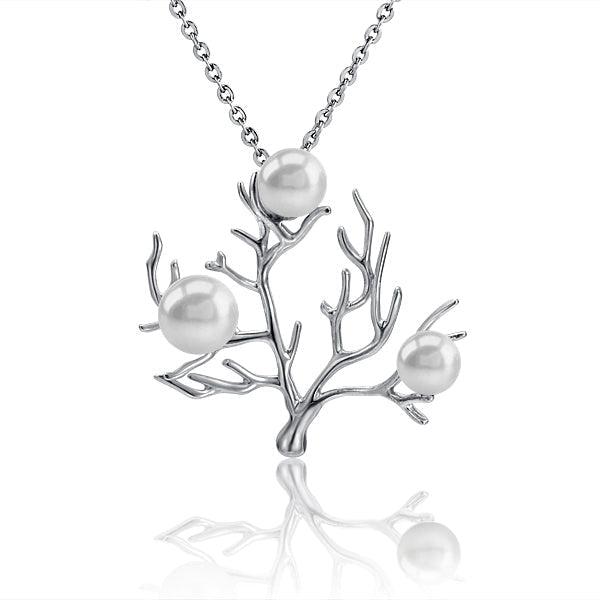 Pearl Coral Pendant - 925 Sterling Silver with Healing Gemstone