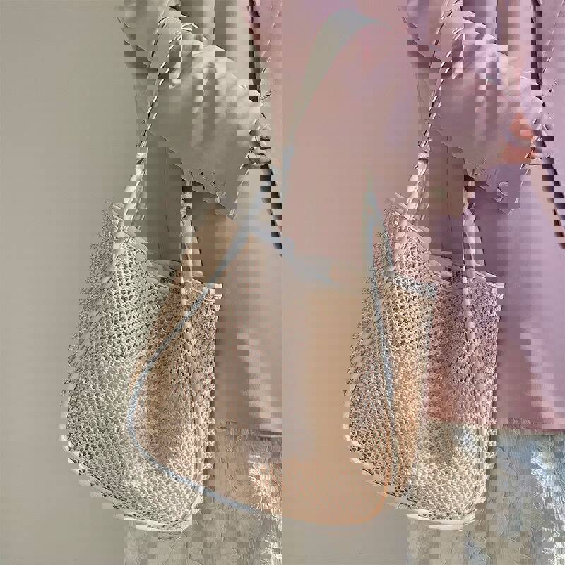 Lkblock 2022 Fashion Hand-held Straw Woven Bag for Women - Large-capacity Tote & Shoulder Bag