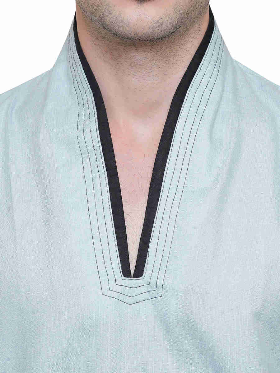 Men's Short Kurta Cotton Shirt - Turquoise (India Clothing)