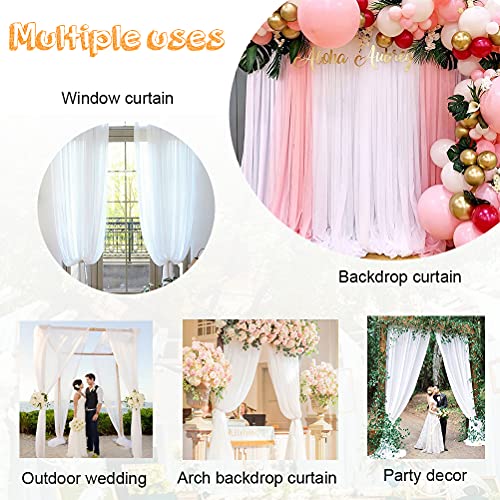 White Backdrop Curtain Drapes 10ft by 8ft Romantic Sheer Chiffon Fabric Background Wedding Backdrop