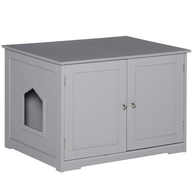 PawHut Adjustable Cat Litter Box Enclosure with Magnetic Doors, Multi-Functional Side Table for Indoor Use