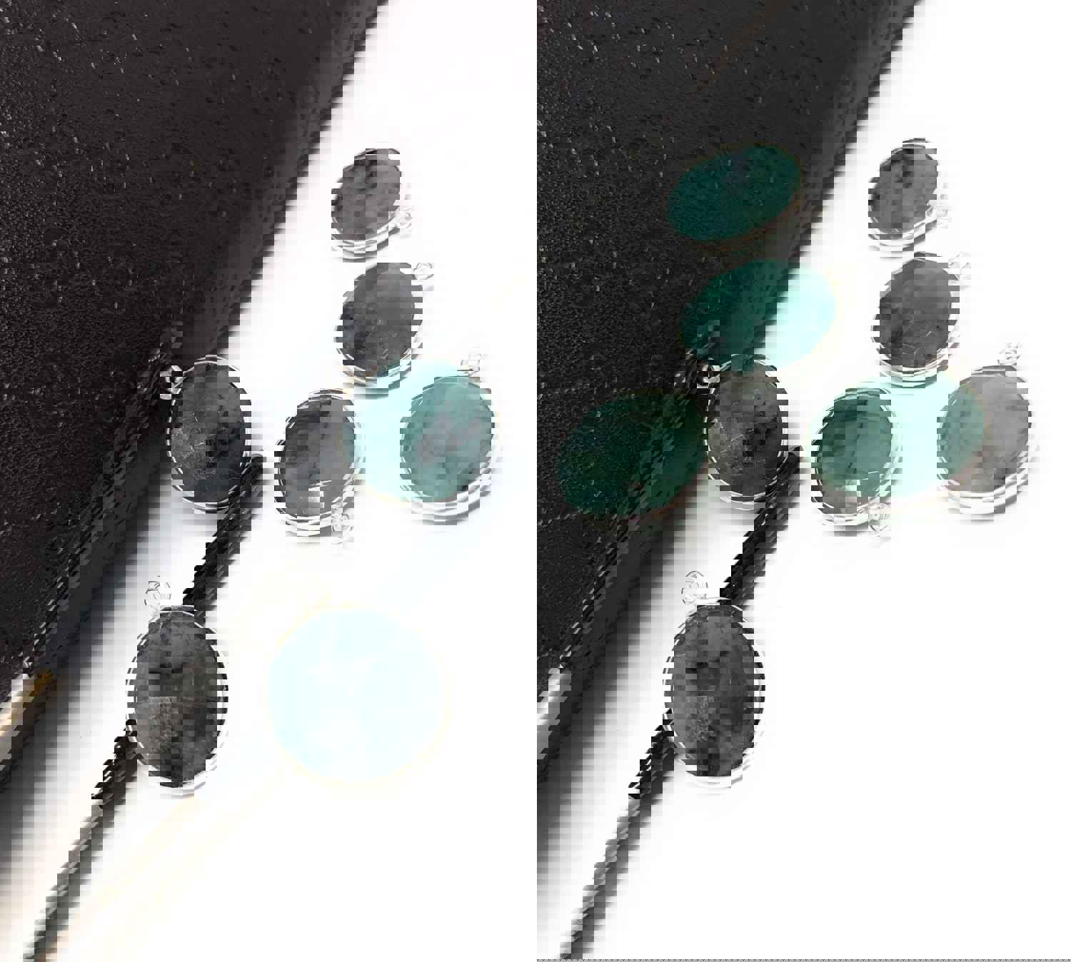 5Pcs Sterling Silver Emerald Gemstone Charms for DIY Jewelry Making - May Birthstone