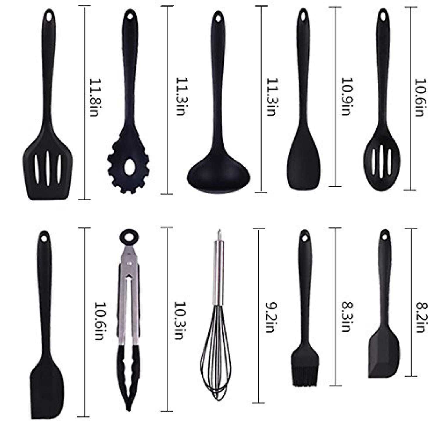 10-Piece Silicone Kitchen Utensils Set - Heat Resistant, Non-Stick Cooking Tools for Baking, BBQ, Camping & Travel