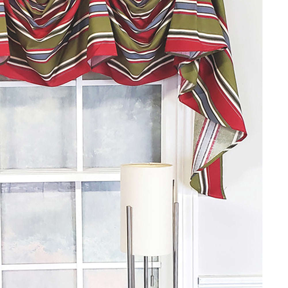 RLF Home Luxurious Modern Design Nigel Stripe Victory Swag 3-Scoop Window Valance 50 x 25