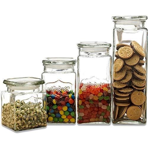 4-Piece Glass Canister Set with Airtight Lids for Kitchen & Bathroom Storage