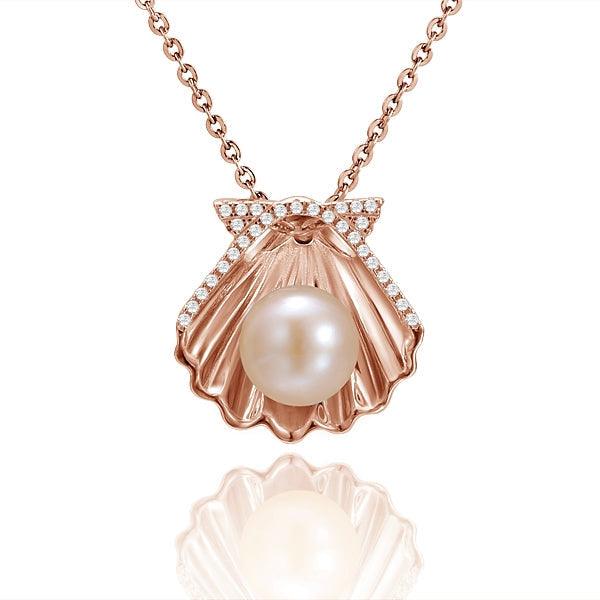 Pearl Oyster Shell Pendant - 925 Sterling Silver with Pearl & Topaz