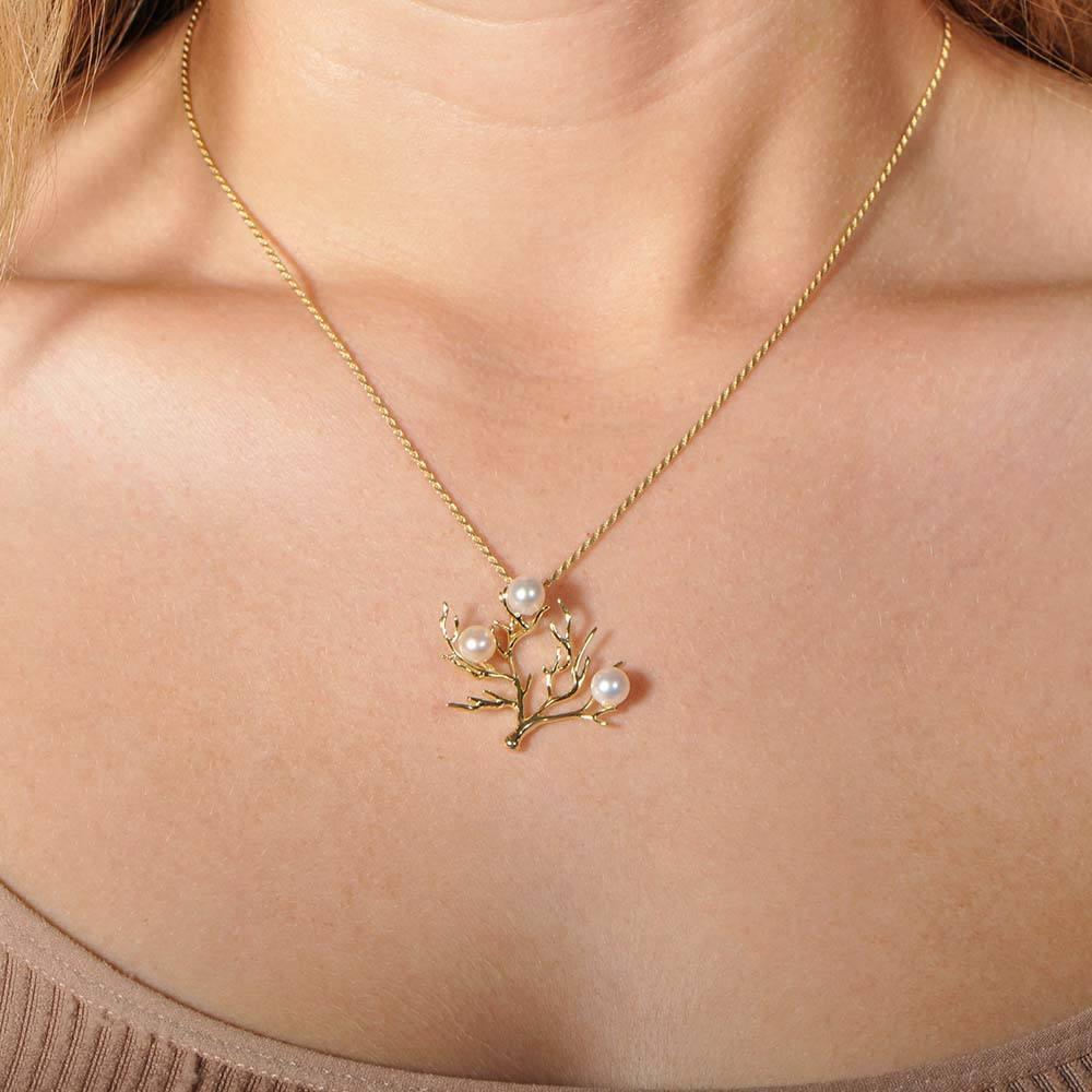 Pearl Coral Pendant - 925 Sterling Silver with Healing Gemstone