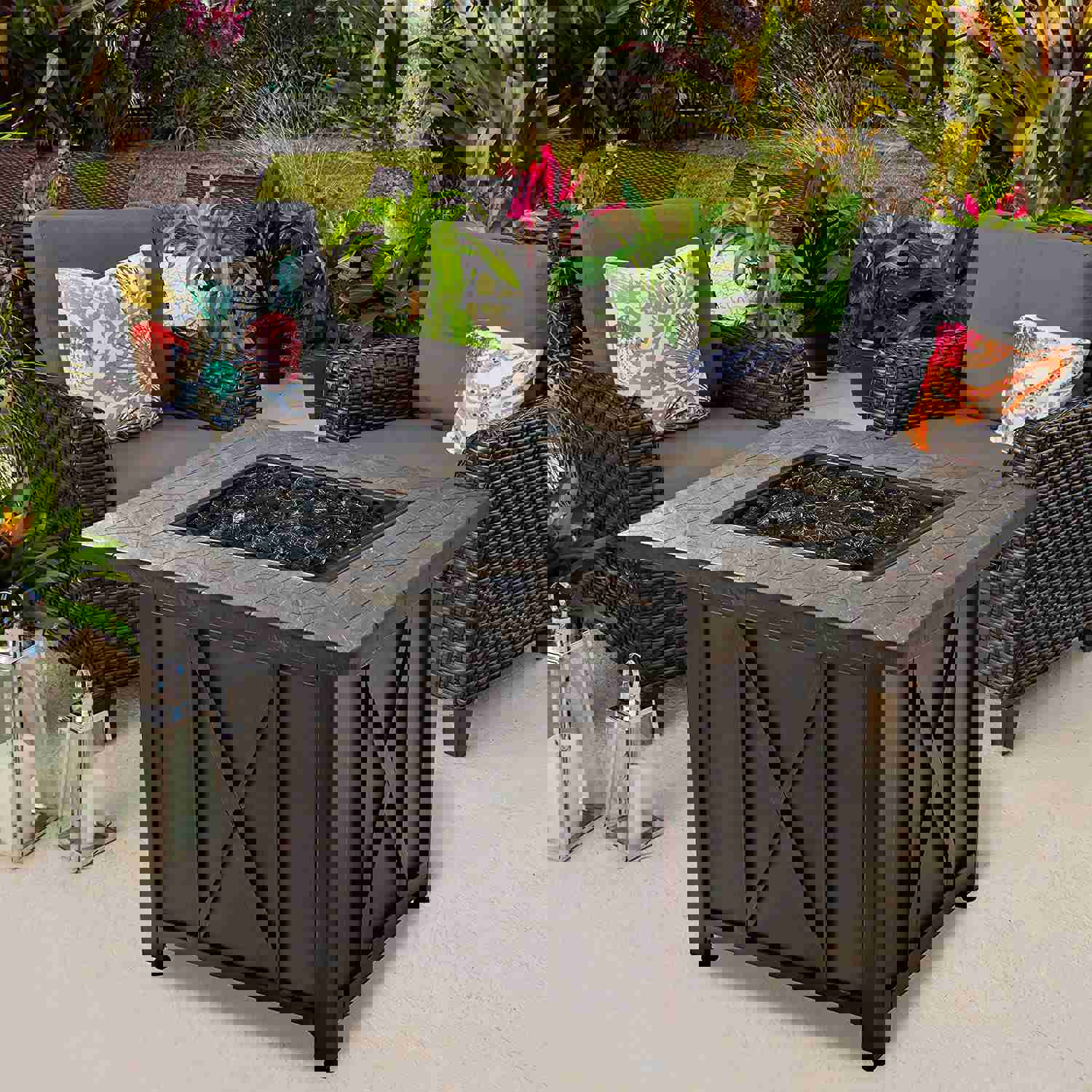 Endless Summer 30 Inch Square Propane Gas Outdoor Fire Pit Table