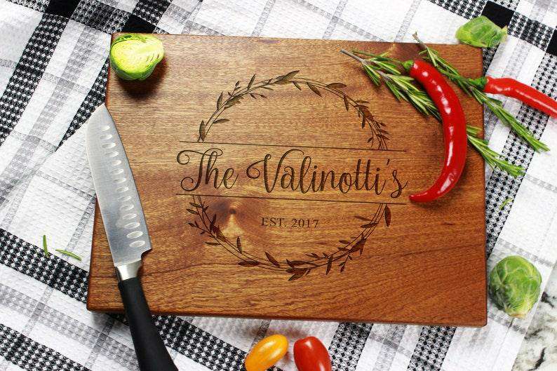 Customized Wooden Cutting Board - 5th Anniversary & Wedding Gift for Her