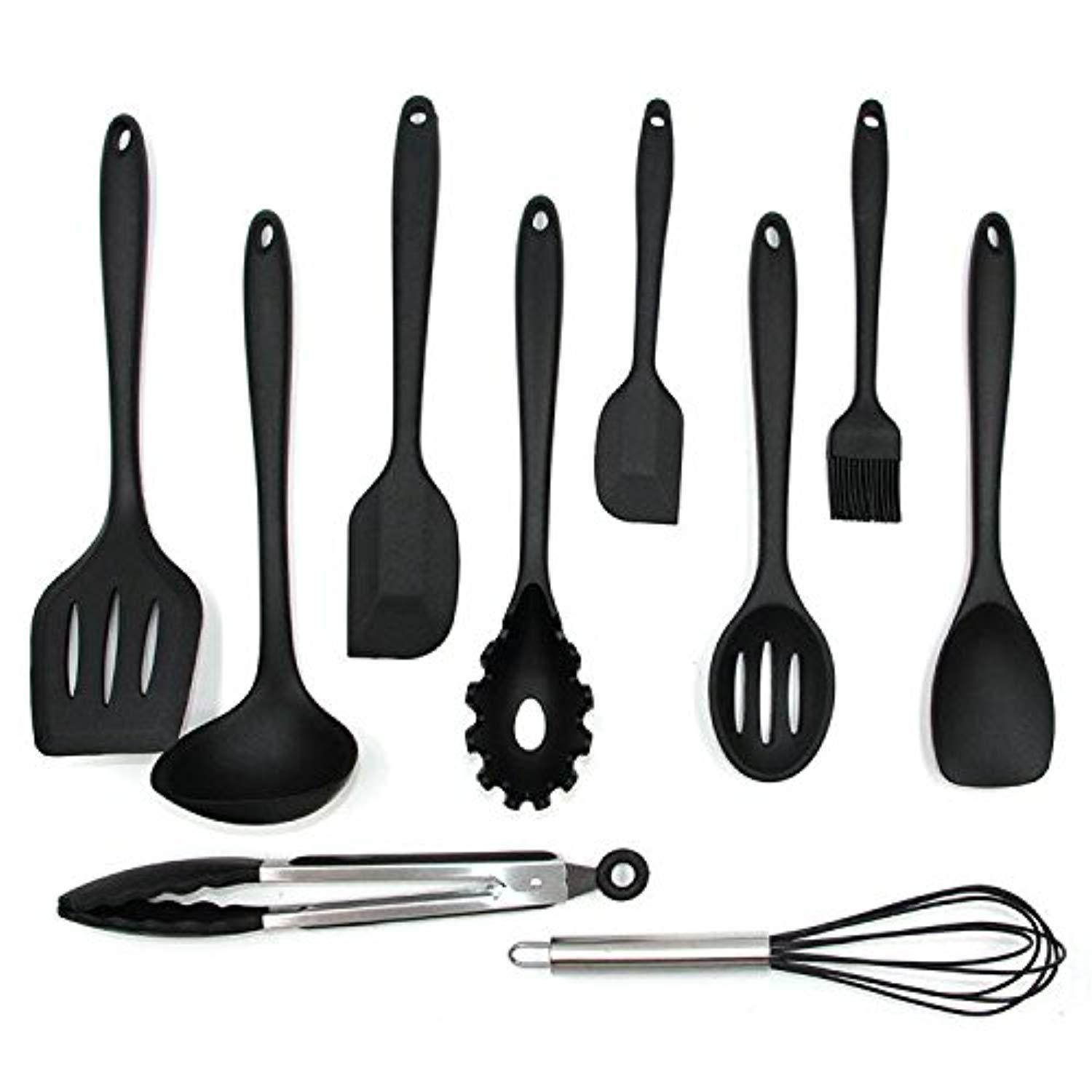10-Piece Silicone Kitchen Utensils Set - Heat Resistant, Non-Stick Cooking Tools for Baking, BBQ, Camping & Travel