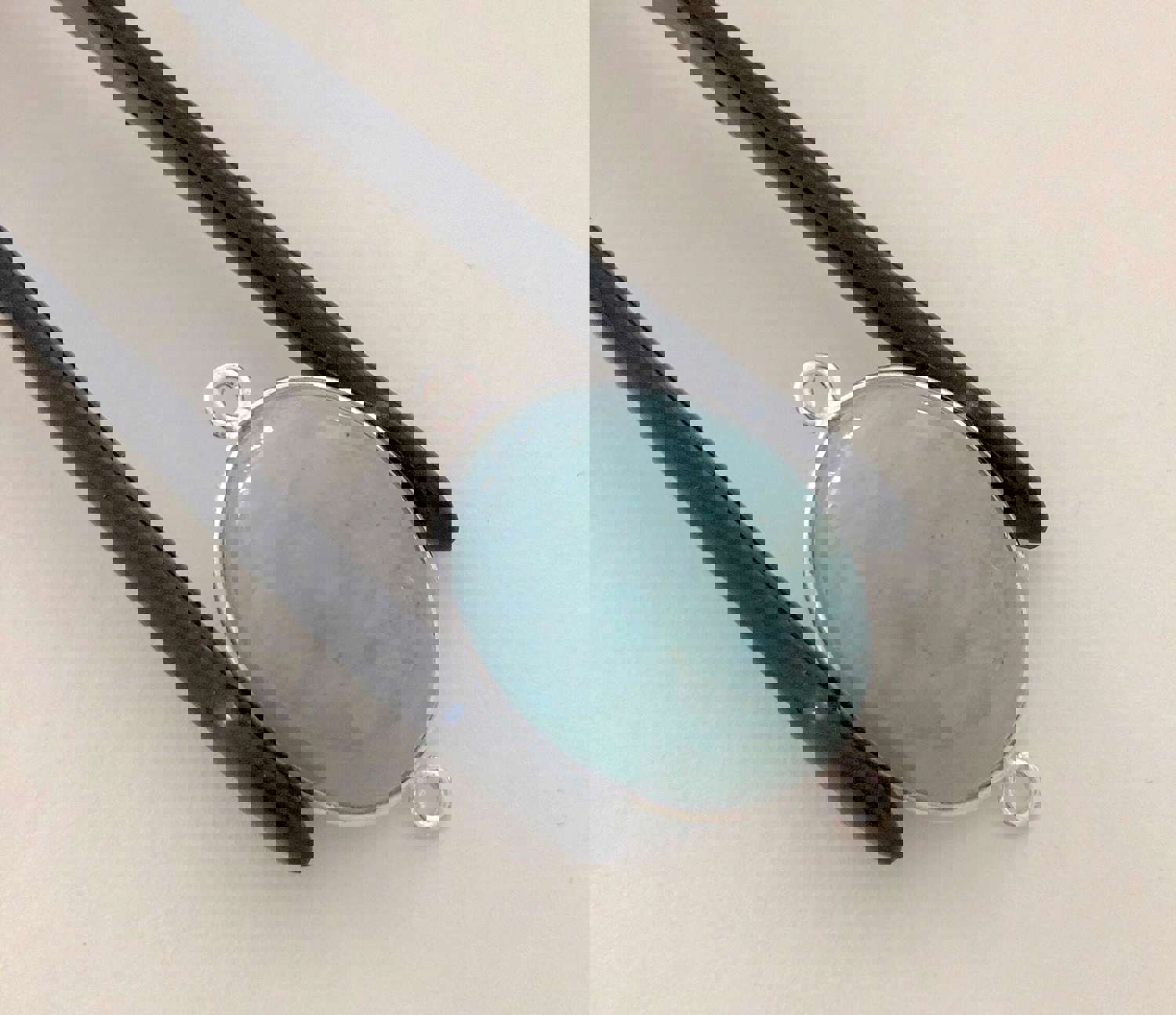 Handmade 925 Sterling Silver Aquamarine Bezel Connector for Jewelry Making
