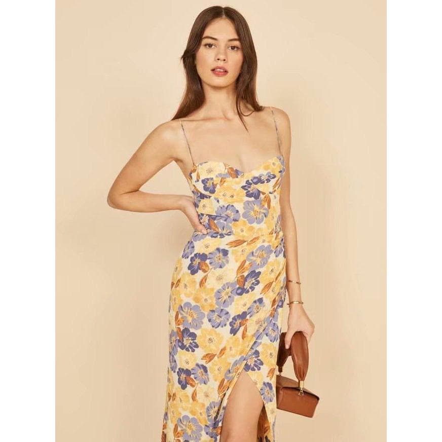 FASHION SLASH MIDI DRESS - Vintage Style Polyester Dress