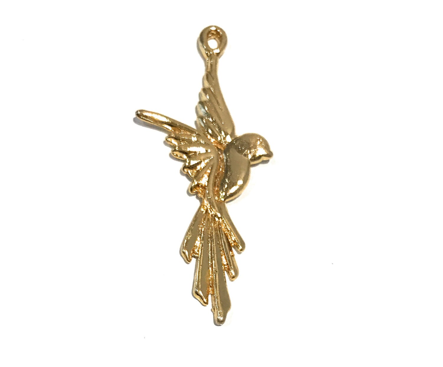 24K Gold Plated Sterling Silver Flying Bird Charm Pair for Jewelry Making