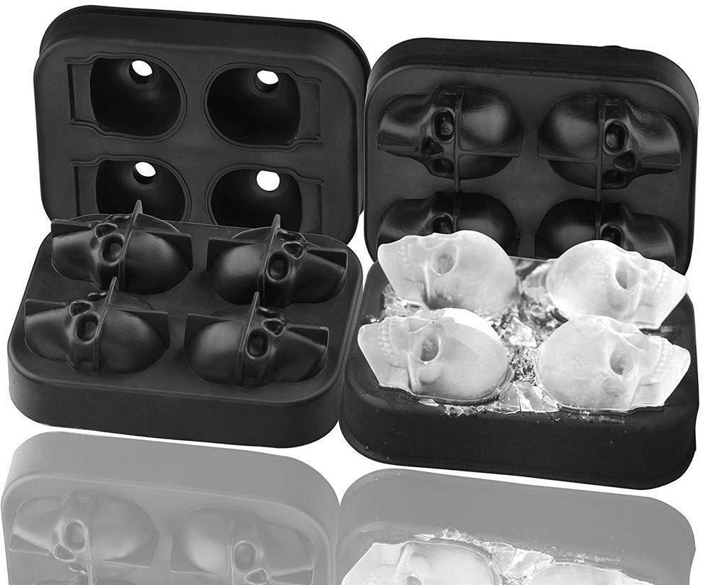 2 Pack 3D Silicone Skull Mold for Ice Cubes, Candy, and Chocolate