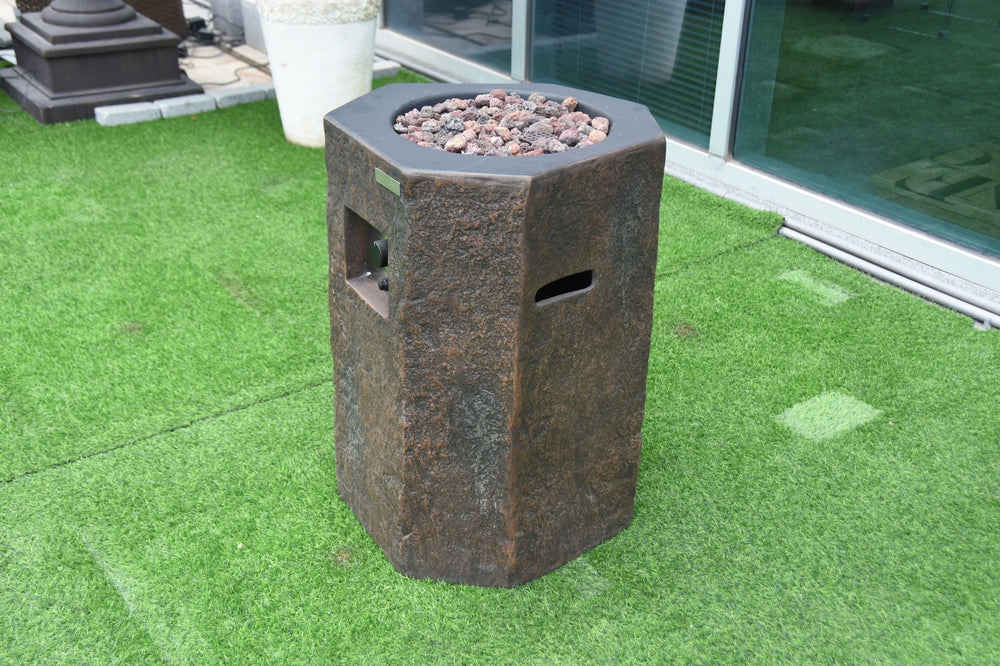 Outdoor Basalt Column Fire Pit Table - Liquid Propane
