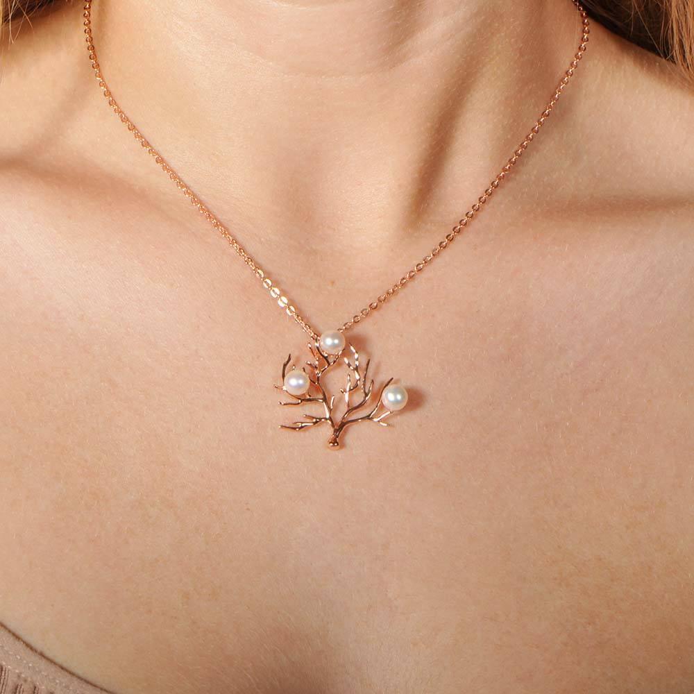 Pearl Coral Pendant - 925 Sterling Silver with Healing Gemstone