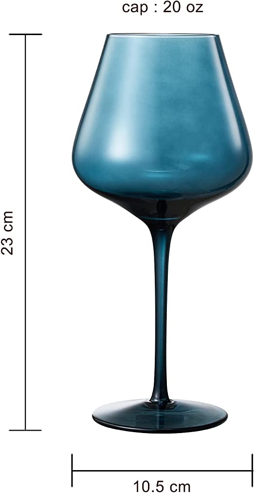 Colored Crystal Wine Glass Set of 6 - Elegant Italian Style Drinkware
