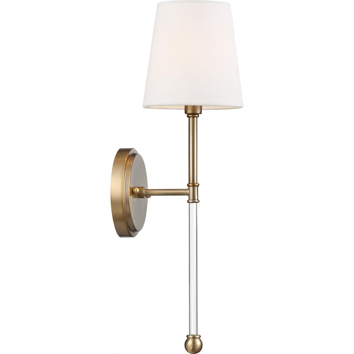OLMSTEAD 1 Light Wall Sconce with White Linen Shade - Burnished Brass Finish