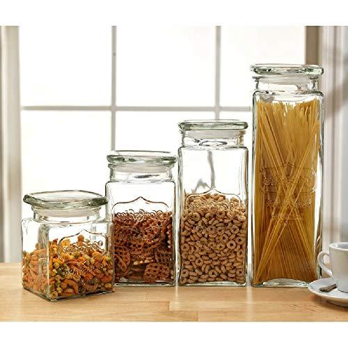 4-Piece Glass Canister Set with Airtight Lids for Kitchen & Bathroom Storage