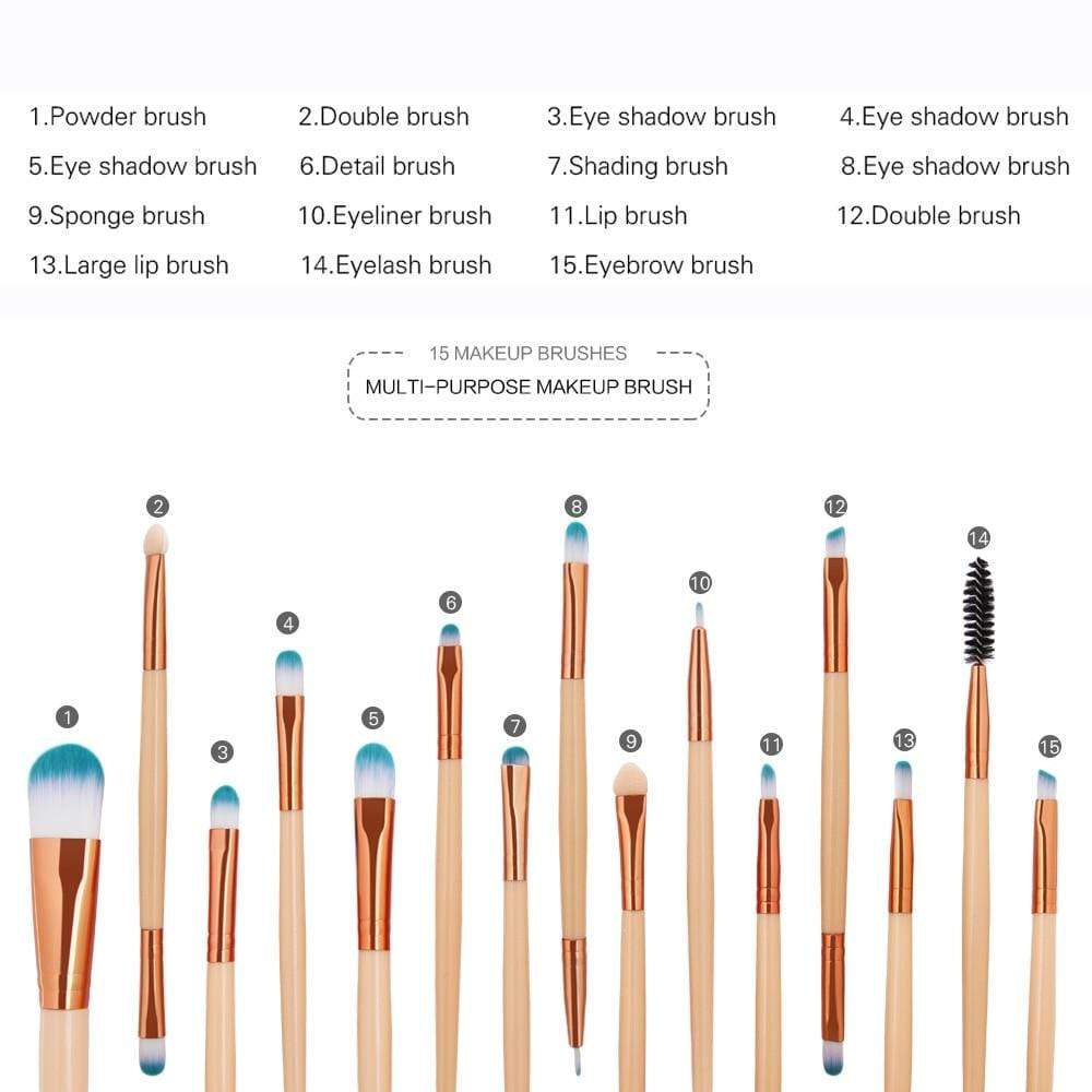 MAANGE Pro 15Pcs Makeup Brushes Set - Eye Shadow, Foundation, Powder, Eyeliner, Eyelash & Lip Makeup Brush Kit