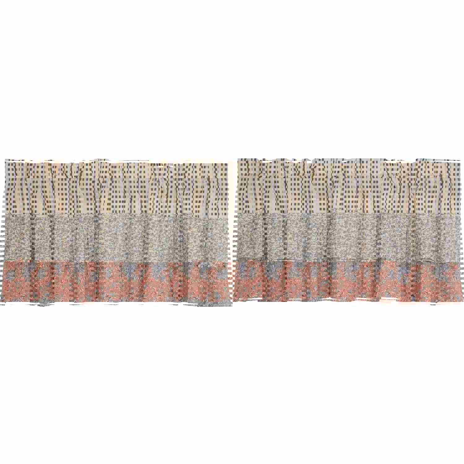Kaila Blue Ticking Ruffled Valance - Layered Window Treatment by VHC Brands