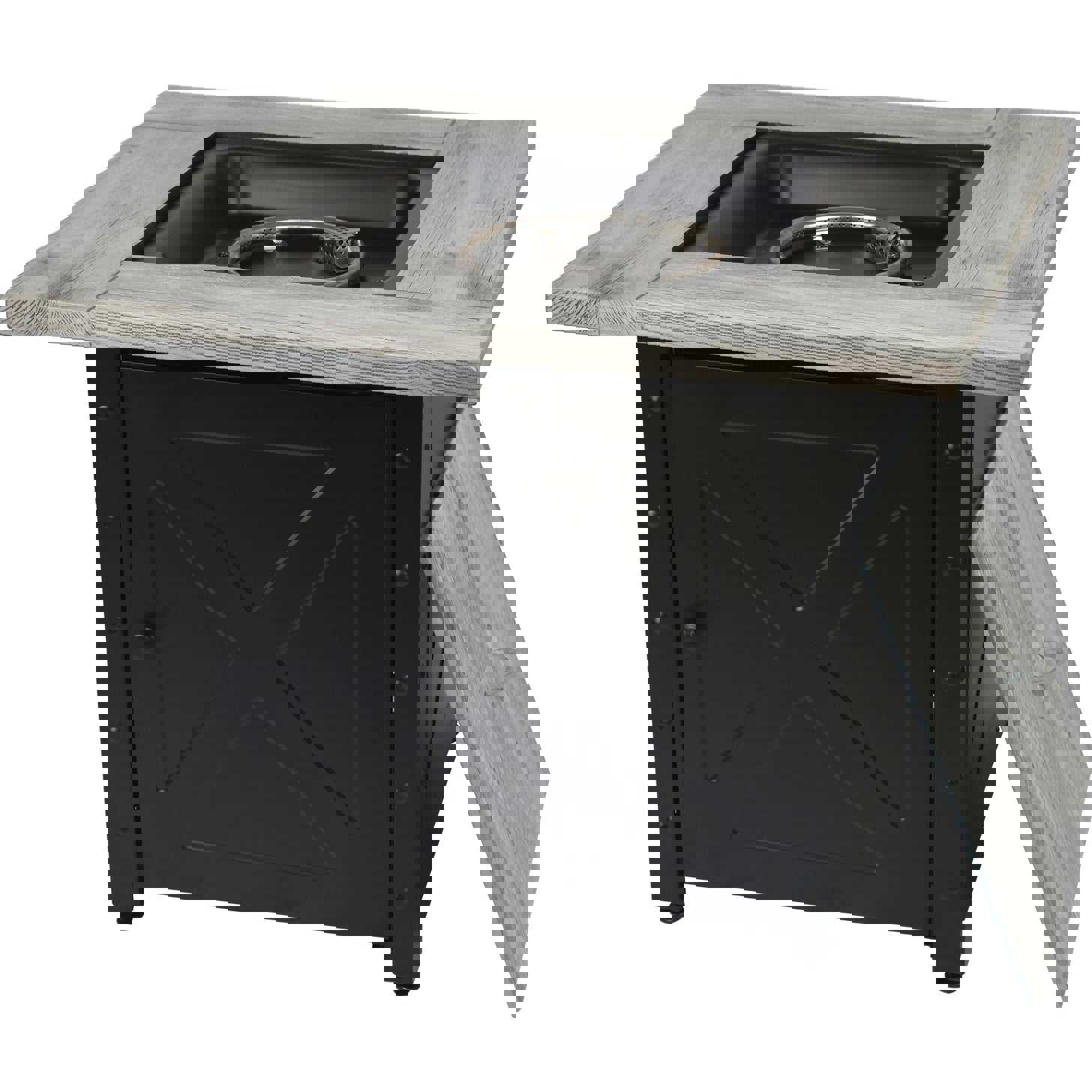 Endless Summer The Mason, 30 Square Gas Outdoor Fire Pit with Printed Wood Look Cement Resin Mantel
