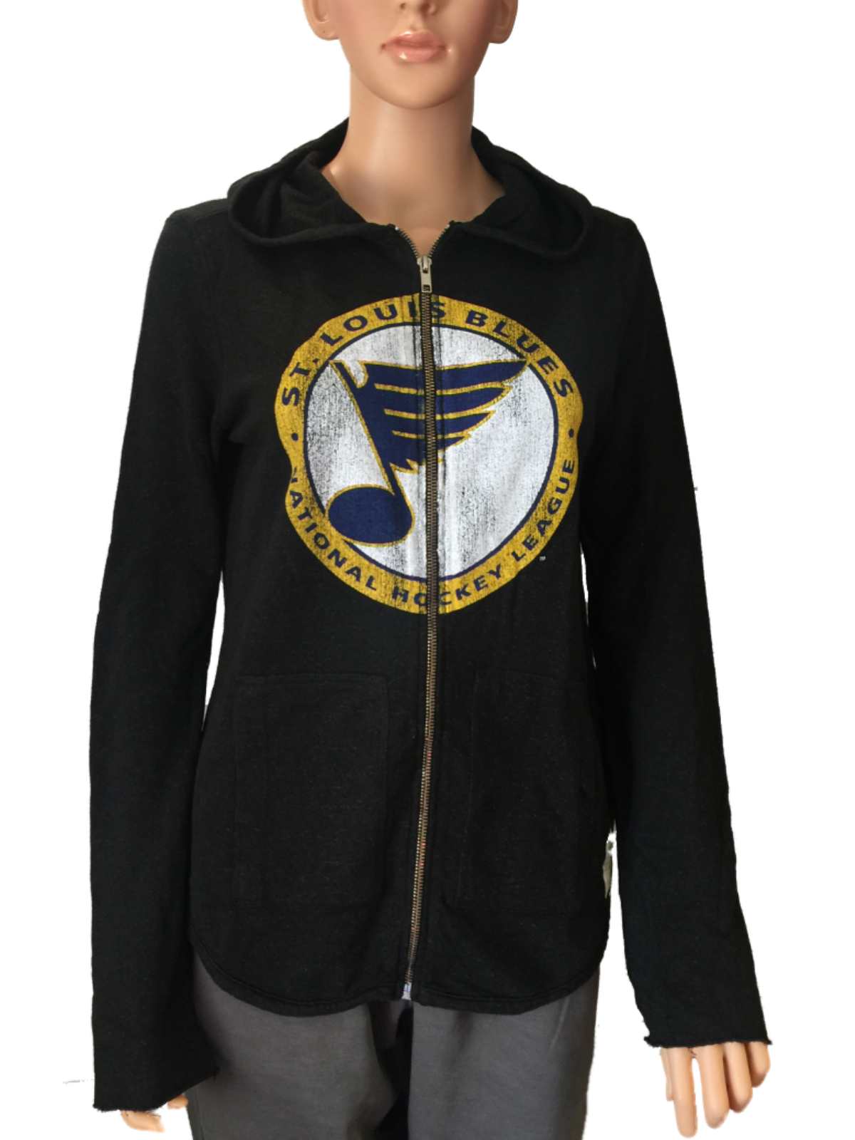 St. Louis Blues Retro Brand Women's Black Quad Blend Full Zip Hoodie Jacket