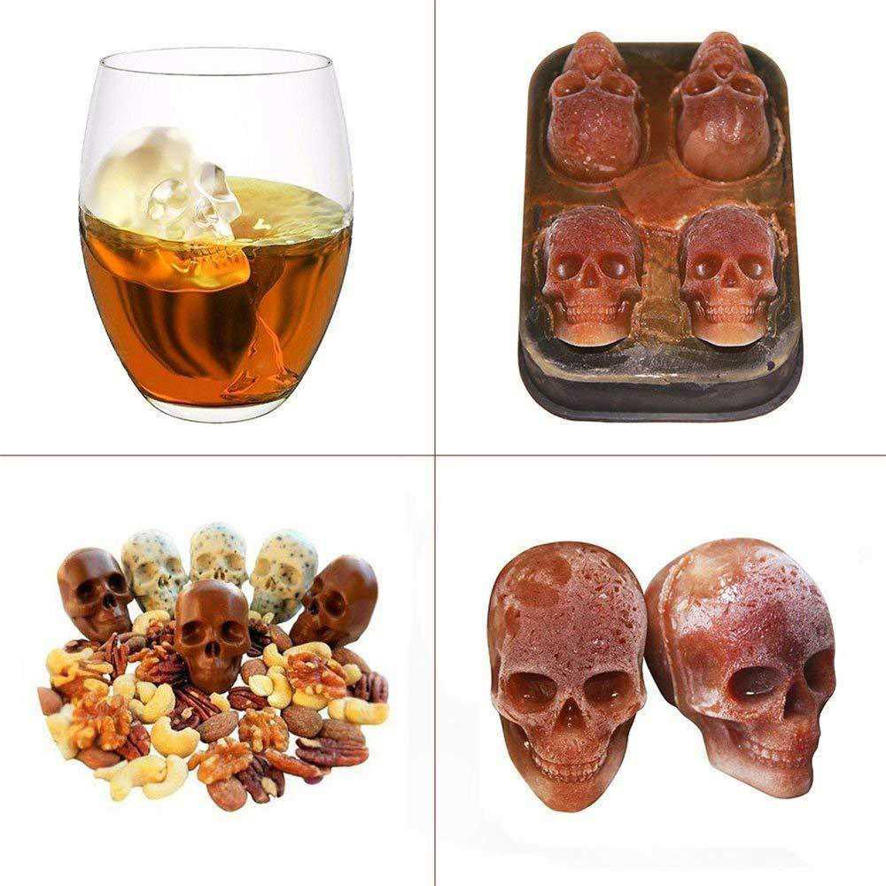 2 Pack 3D Silicone Skull Mold for Ice Cubes, Candy, and Chocolate