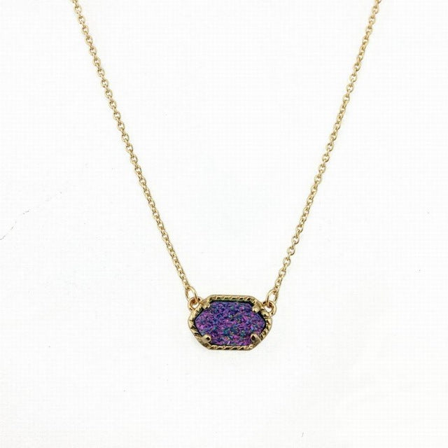 Fashion Oval Druzy Choker Pendant Necklace for Women