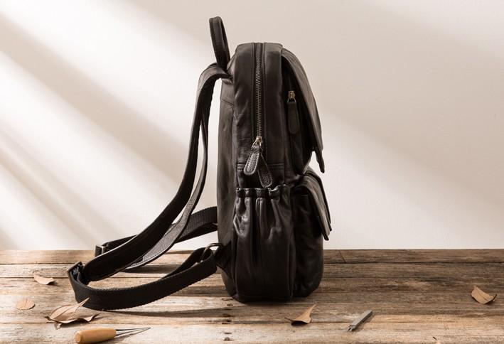 Cool Mens Leather Backpacks Black Travel Backpacks Laptop Backpack