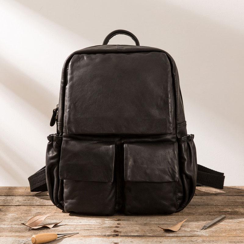 Cool Mens Leather Backpacks Black Travel Backpacks Laptop Backpack