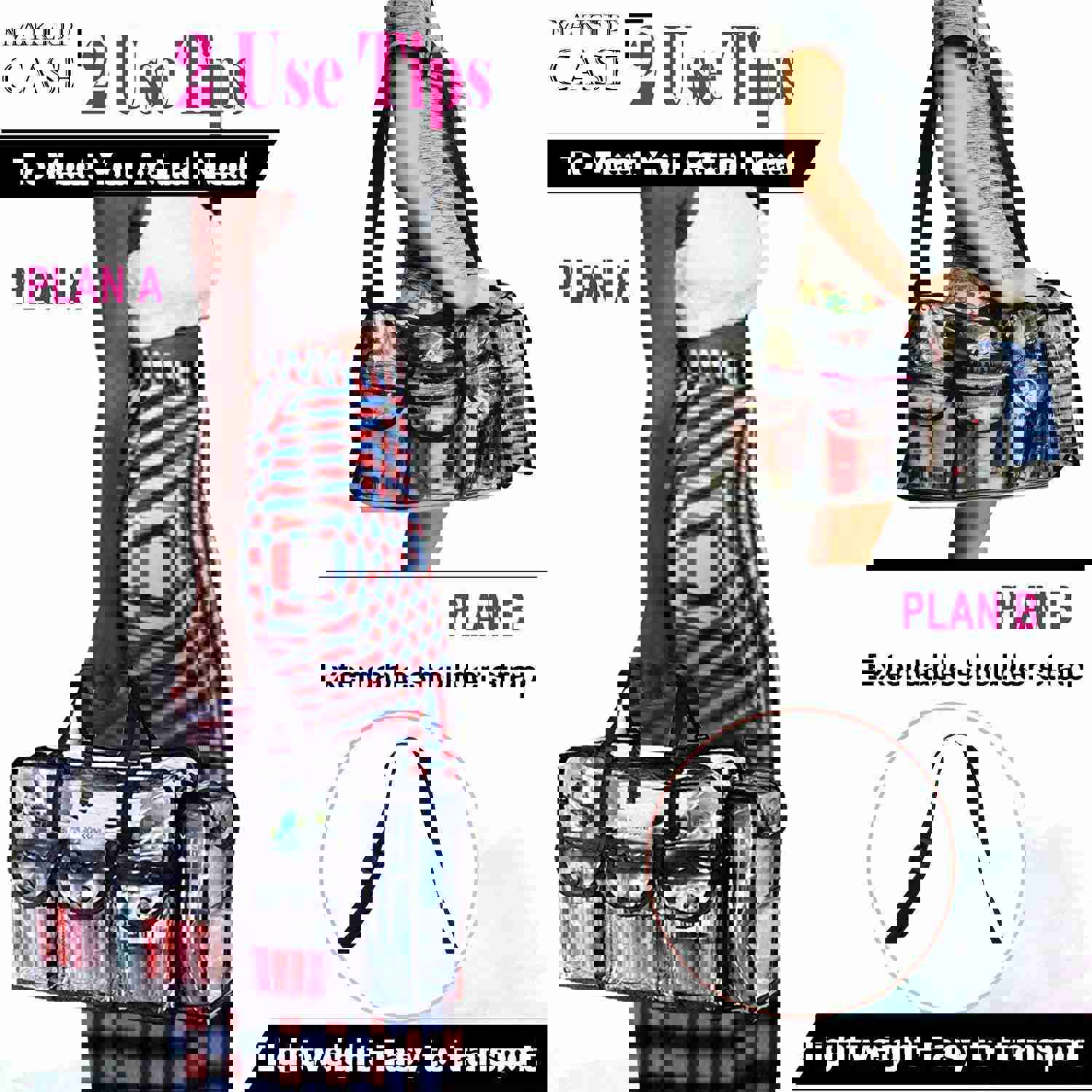 Lkblock Transparent Waterproof Large-Capacity Cosmetic Bag for Men and Women